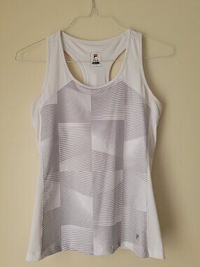 Fila bra top Core Racerback Printed tennis Team Tank White Sz Medium
